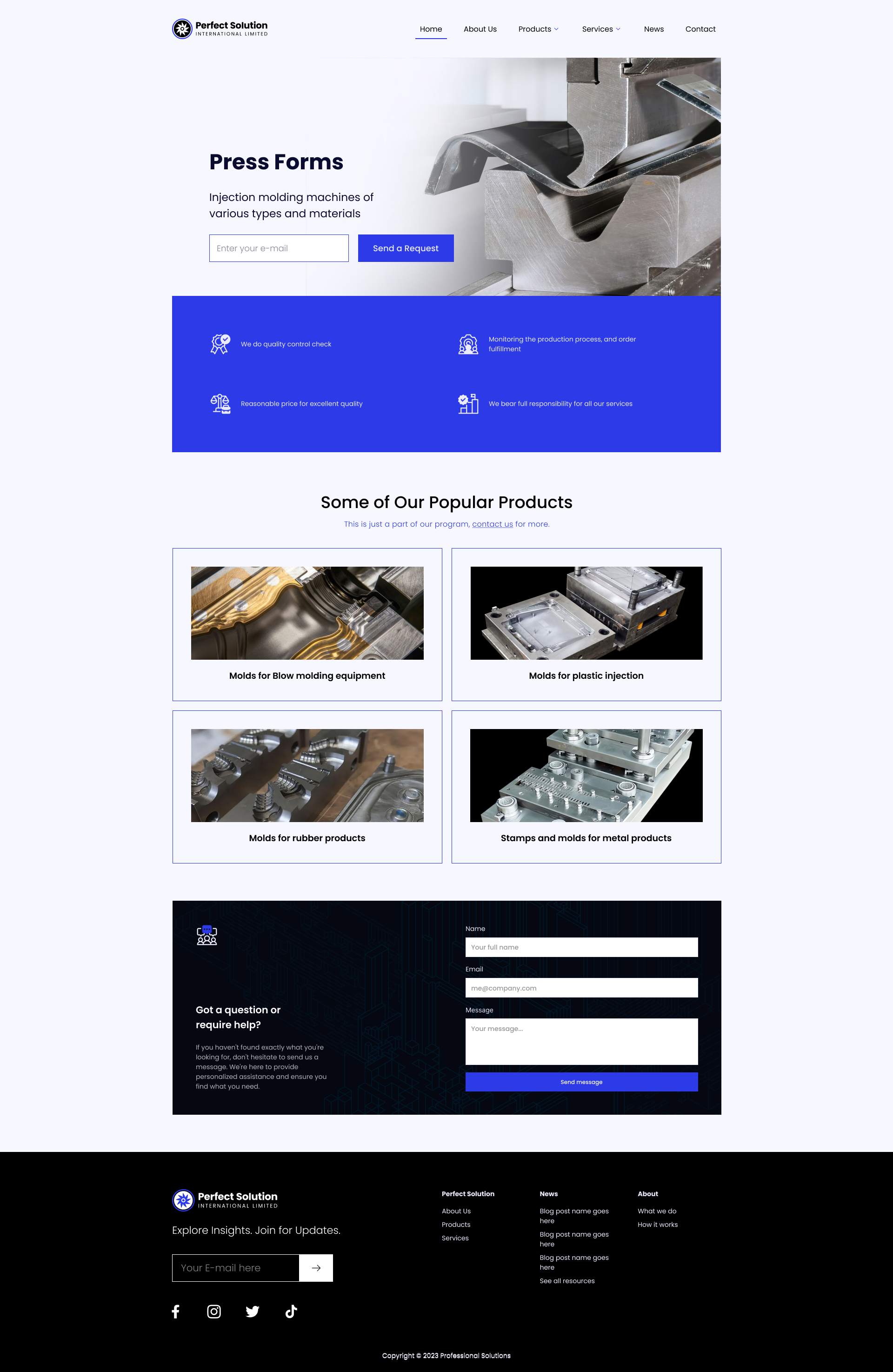 Perfect Solutions Shanghai Landing Page